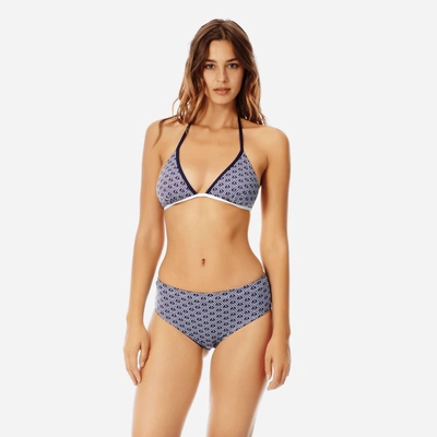 Shop Vilebrequin Women Swimwear - Women Triangle Bikini Top Reverso - Swimming Trunk - Fan In Blue