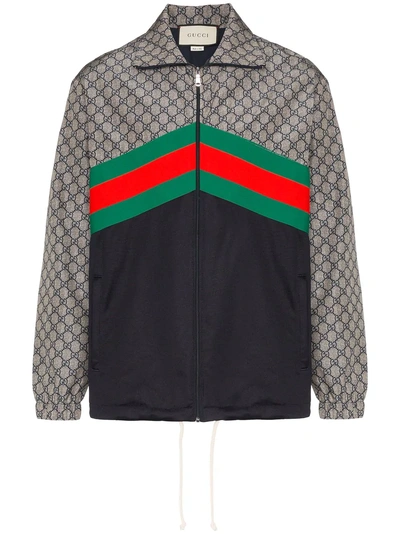 Shop Gucci Drawstring Hem Gg Web Track Jacket - 4350 Multicolour