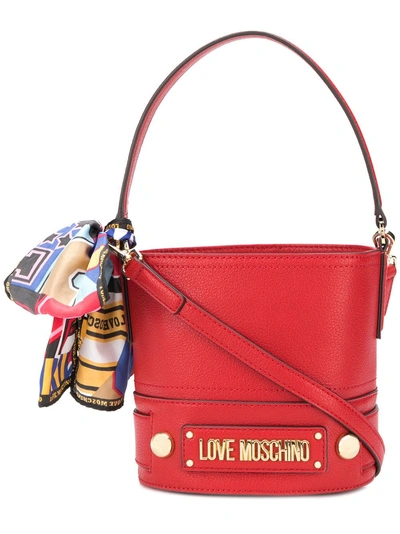 Love Moschino Scarf detail Bucket Bag Red ModeSens