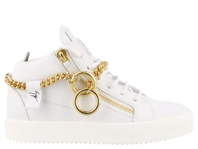 Shop Giuseppe Zanotti Chain Sneakers In White