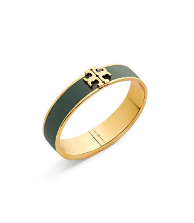 Shop Tory Burch Kira Enameled Bracelet In Banyan Green / Tory Gold