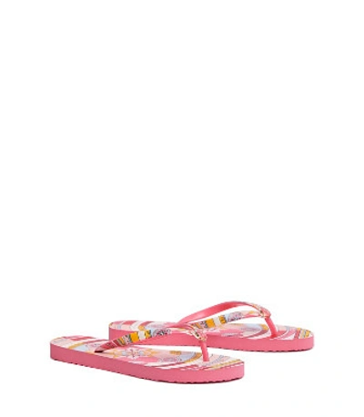 Shop Tory Burch Printed-strap Thin Flip-flop In Pink Constellation