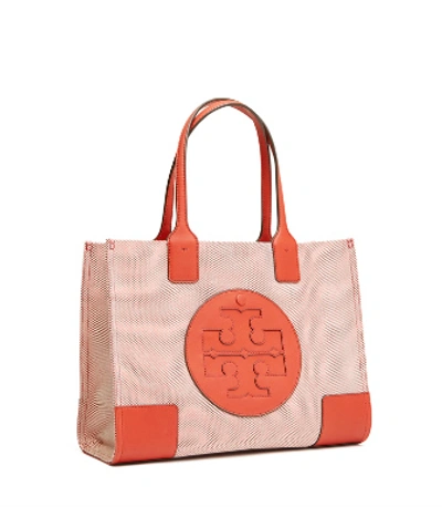 Shop Tory Burch Ella Canvas Mini Tote In Rusty Knot