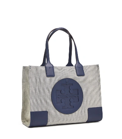 Shop Tory Burch Ella Canvas Mini Tote In Navy Blue