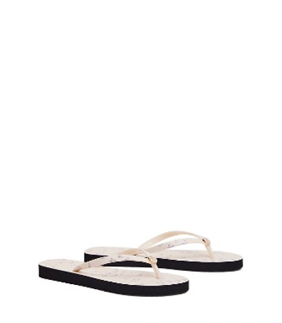 Shop Tory Burch Printed-strap Thin Flip-flop In Ivory Early Bird