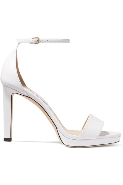 Shop Jimmy Choo Misty 100 Leather Platform Sandals In White