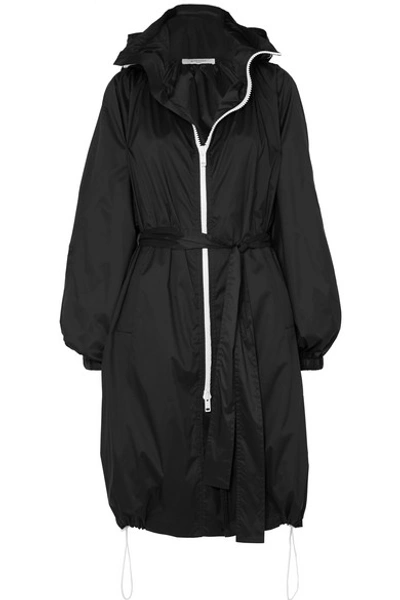 Shop Givenchy Hooded Printed Shell Coat In Black