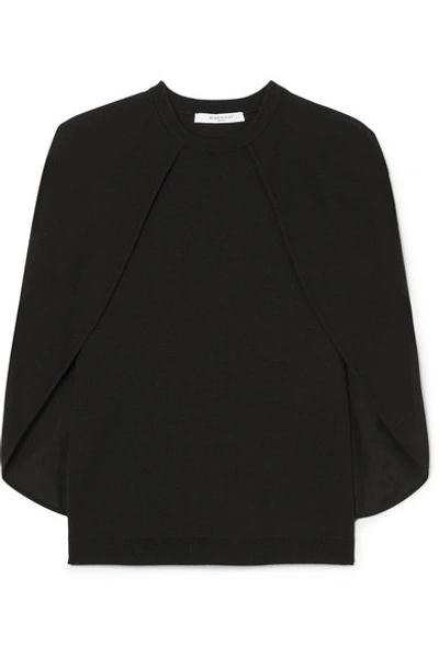 Shop Givenchy Cape-effect Stretch-knit Top In Black