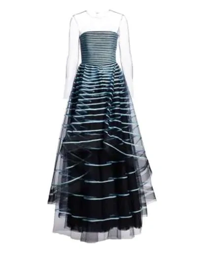 Shop Ahluwalia Tulle Stripe Ball Gown In Midnight