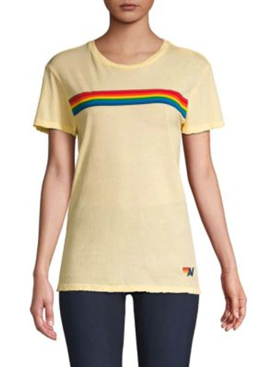 Shop Aviator Nation Sunset Rainbow Tee In Vintage White