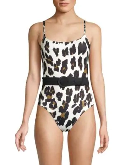 Shop Solid & Striped The Nina Belted Leopard Print One-piece Bathing Suit