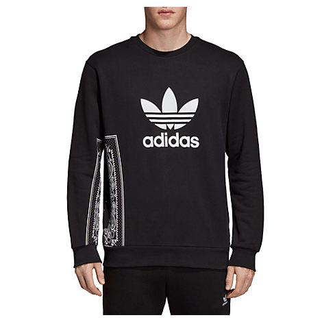 Adidas Originals Men's Originals Bandana Trefoil Crewneck Sweatshirt, Black  | ModeSens