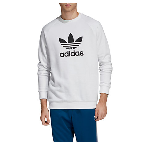 Men's Originals Trefoil Crew Sweatshirt, White Size Small in WhiteBlk Men's Originals Trefoil Crew Sweatshirt, White Size Small in WhiteBlk