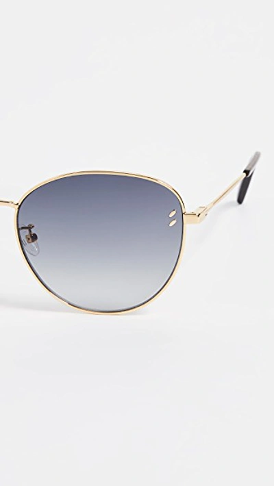 Shop Stella Mccartney Metal Round Sunglasses In Gold/grey