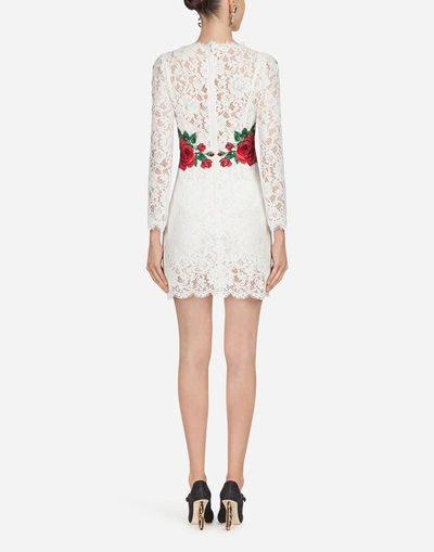 Shop Dolce & Gabbana Embroidered Lace Dress In White