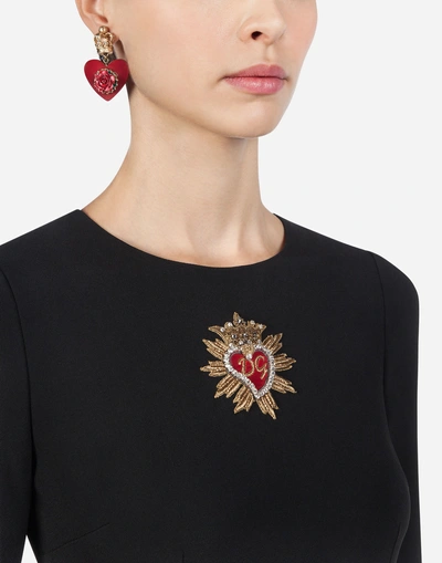 Shop Dolce & Gabbana Dress In Cady With Embroidered Heart In Black