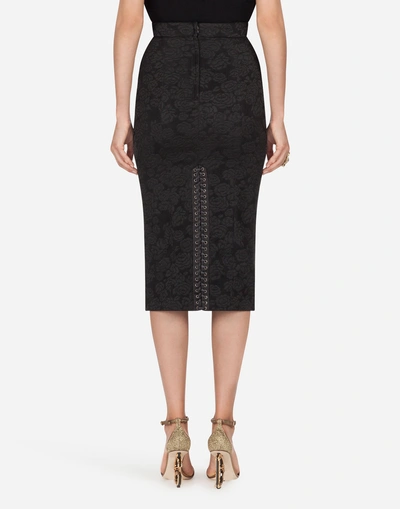 Shop Dolce & Gabbana Tubular Skirt In Jacquard In Black