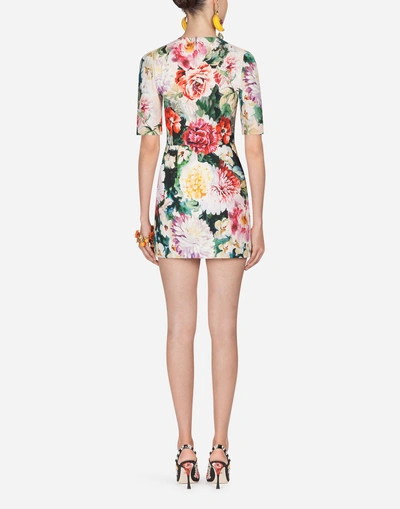 Shop Dolce & Gabbana Printed Viscose Dress In Floral Print