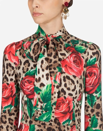 Shop Dolce & Gabbana Printed Silk Dress In Multi-colored