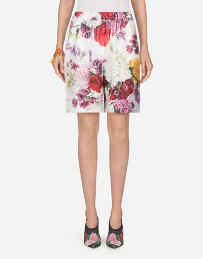 Shop Dolce & Gabbana Printed Silk Shorts In Floral Print