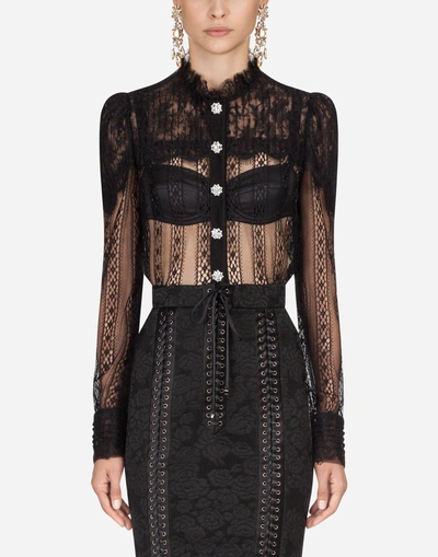 Shop Dolce & Gabbana Lace Shirt In Black