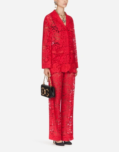 Shop Dolce & Gabbana Lace Pants In Red