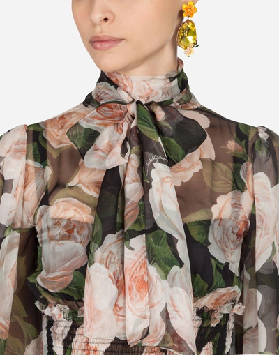 Shop Dolce & Gabbana Dress In Printed Silk In Floral Print