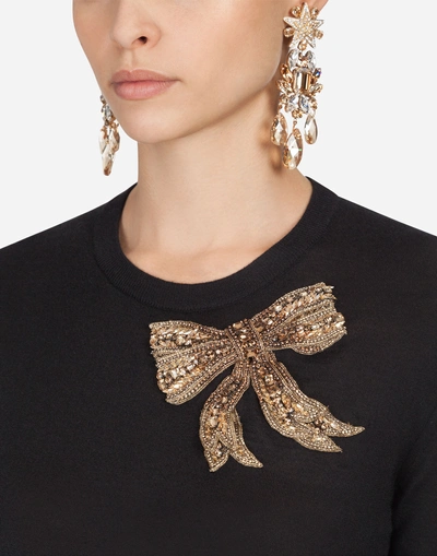 Shop Dolce & Gabbana Cashmere Knit With Embroidery In Black
