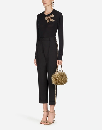 Shop Dolce & Gabbana Cashmere Knit With Embroidery In Black