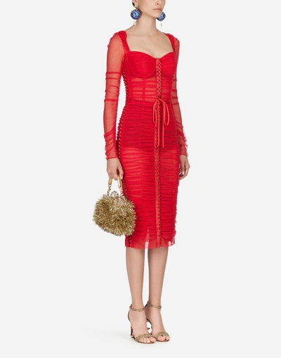 Shop Dolce & Gabbana Tulle Dress In Red