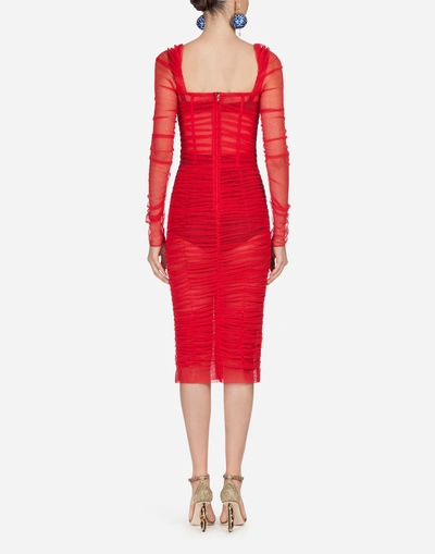 Shop Dolce & Gabbana Tulle Dress In Red