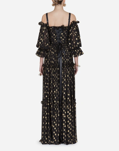 Shop Dolce & Gabbana Silk Chiffon Long Dress In Black
