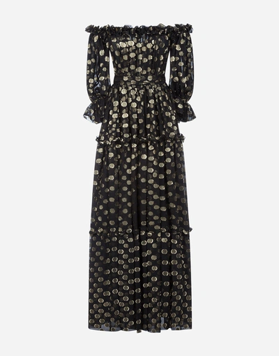 Shop Dolce & Gabbana Silk Chiffon Long Dress In Black