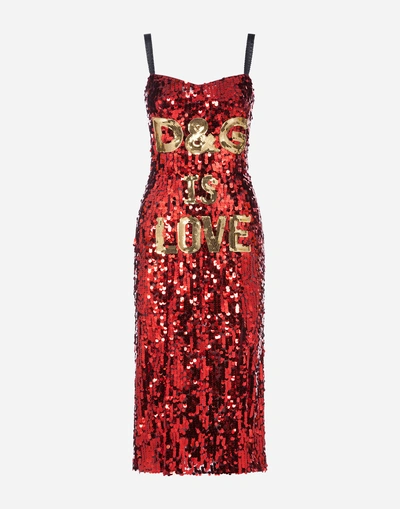 Shop Dolce & Gabbana Sequined Bustier Dress In Red