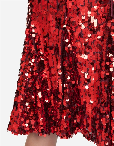 Shop Dolce & Gabbana Sequined Bustier Dress In Red