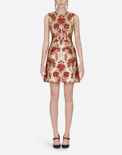 Shop Dolce & Gabbana Jacquard Lurex Dress In Multi-colored