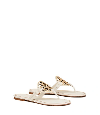Shop Tory Burch Miller Metal-logo Sandal, Leather In White