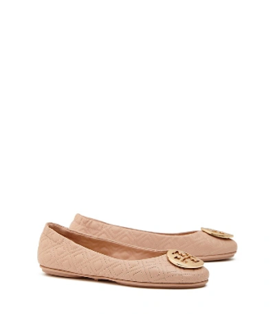 Shop Tory Burch Minnie Travel Ballet Flat, Quilted Leather In Goan Sand/gold