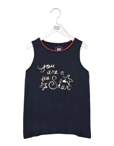 Shop Armani Junior T-shirts In Dark Blue