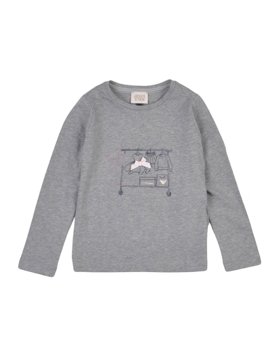 Shop Armani Junior T-shirts In Grey