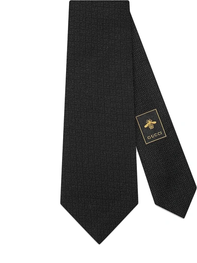 Shop Gucci Tiger Head Underknot Silk Wool Tie - Black