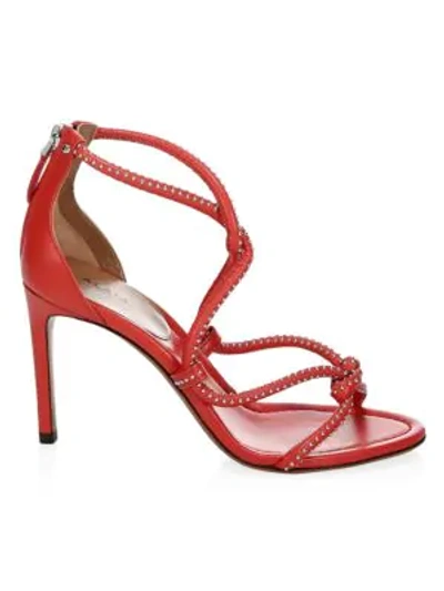 Shop Alaïa Studded Leather Sandals In Red