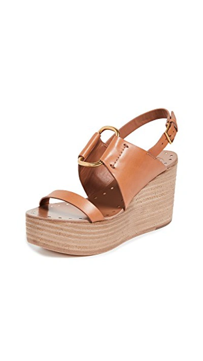 Shop Tory Burch Ravello 90mm Platform Wedges In Tan