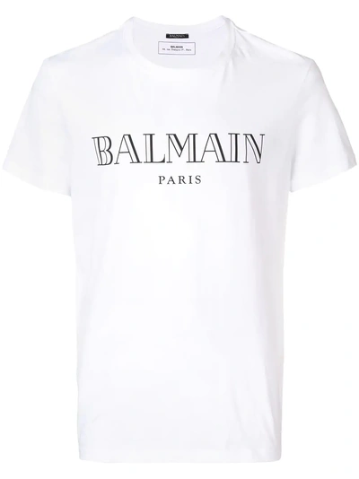 Shop Balmain Logo Print T-shirt - White