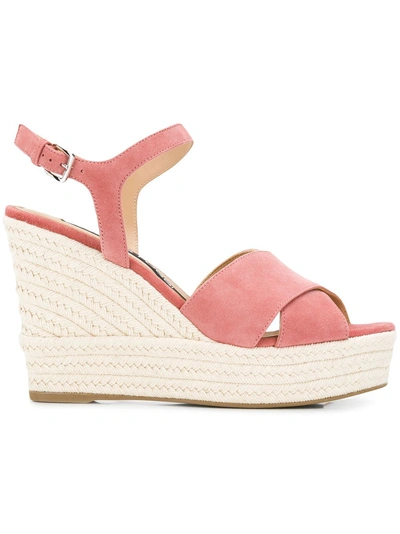Shop Sergio Rossi Woven Wedge Sandals - Pink