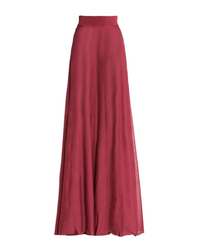 Shop Balmain Long Skirts In Brick Red