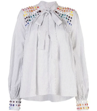 Shop Rosie Assoulin Bead Embellished Blouse In White Multi