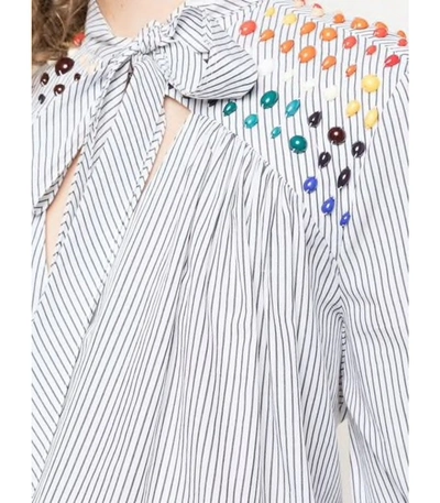Shop Rosie Assoulin Bead Embellished Blouse In White Multi