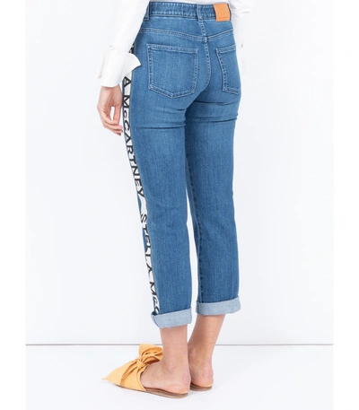 Shop Stella Mccartney Logo Stripe Boyfriend Jeans In Blue