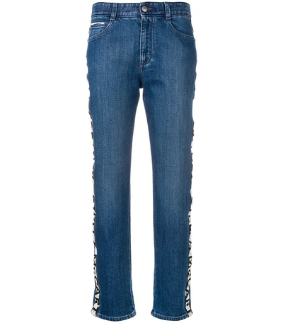 Shop Stella Mccartney Logo Stripe Boyfriend Jeans In Blue